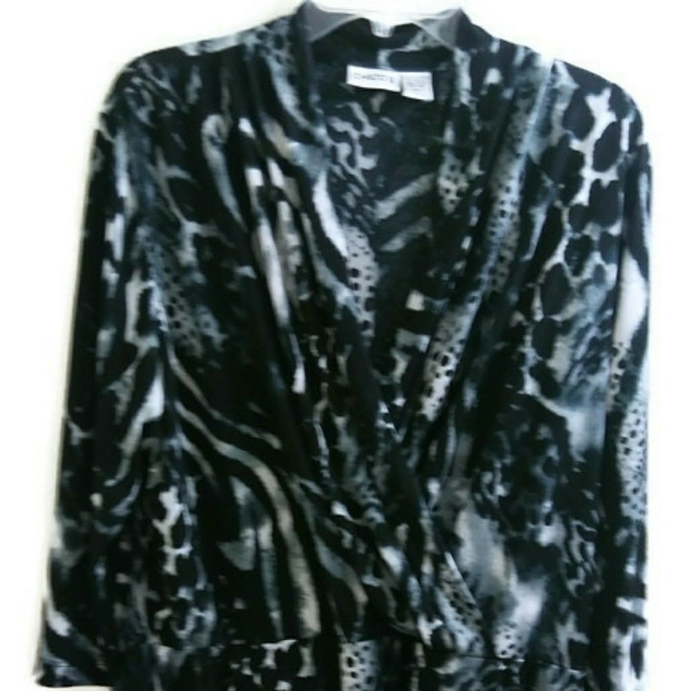 Chico's Dress Faux Wrap Black/Grey Size 2 (12)